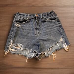 American Eagle High Rise Distressed Denim Shorts Size 6